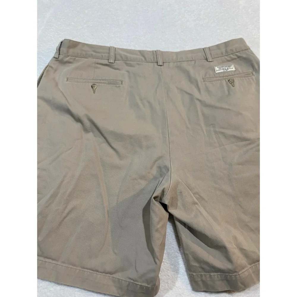 Polo Ralph Lauren Tyler Short Mens 40 Khaki Tan Pleated Chino Cotton Shorts